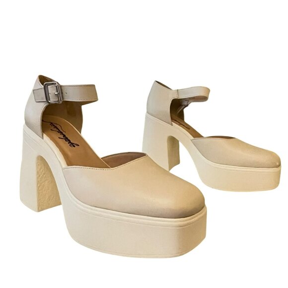 Free People Gwen Leather Mary Jane Platform Heels Shoes Sz 39 US 9 NEW - Picture 1 of 7